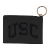 USC Trojans Black Arch Leather Snap ID Holder